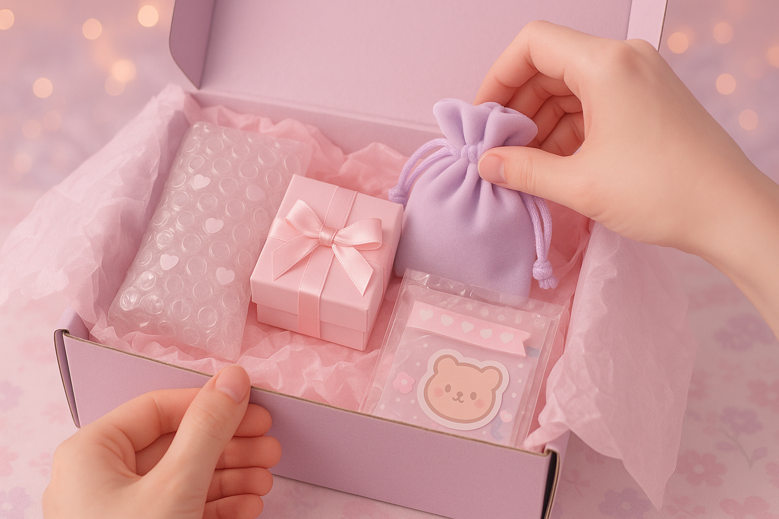 cute kawaii aesthtic asmr packagiong video